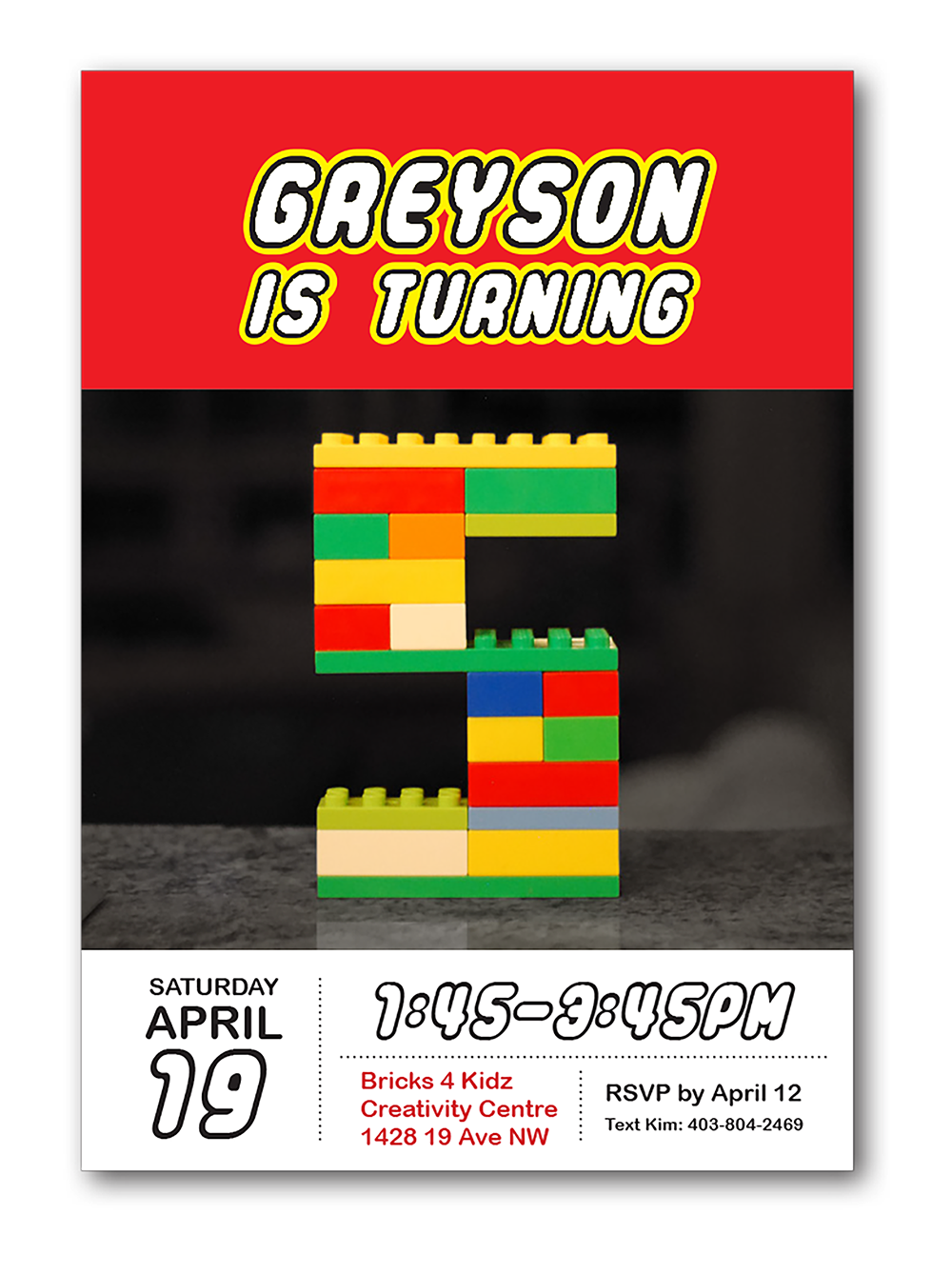 lego theme birthday invitation